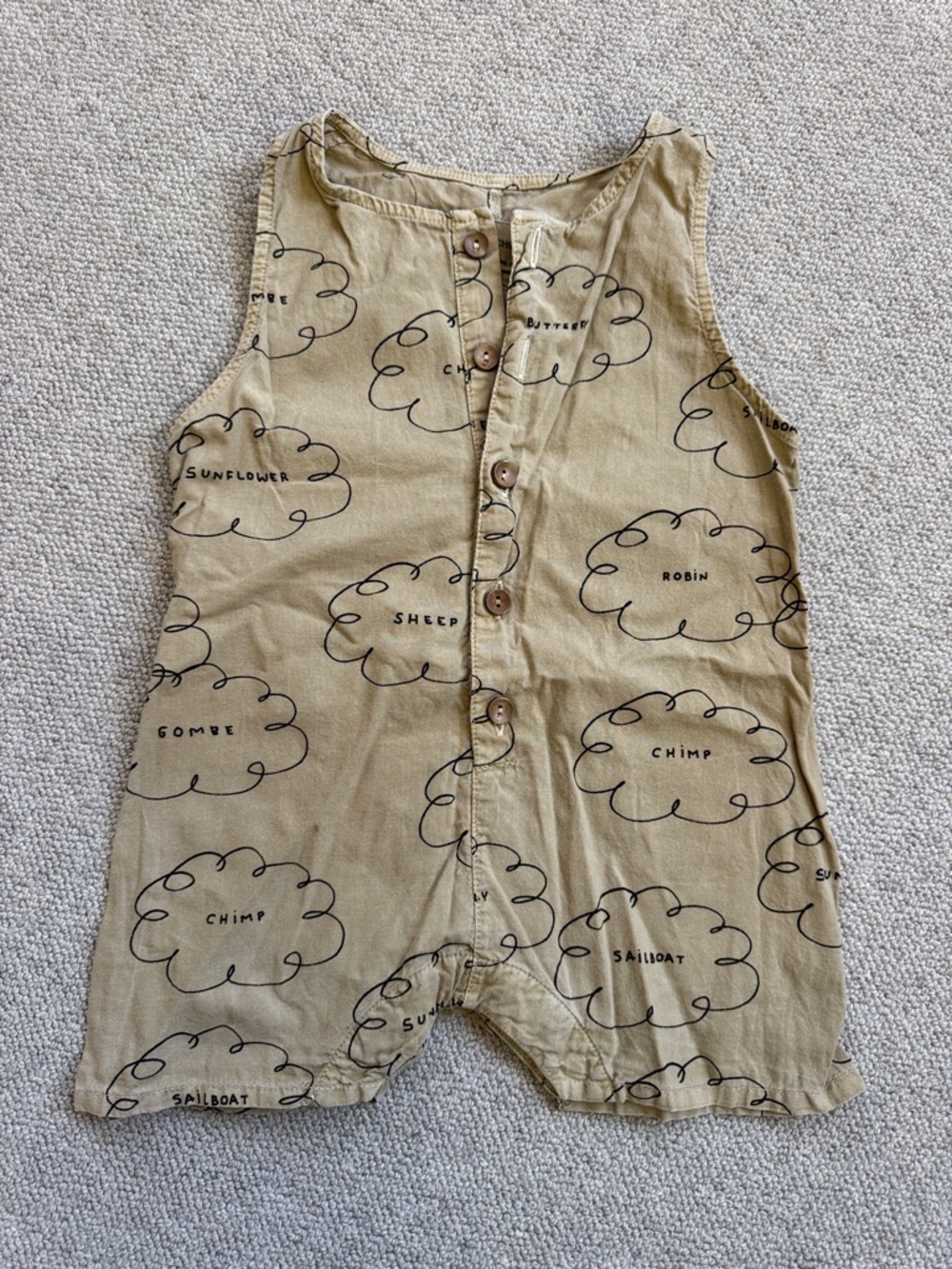 Bobo Choses Tan Cloud Print Cotton Romper